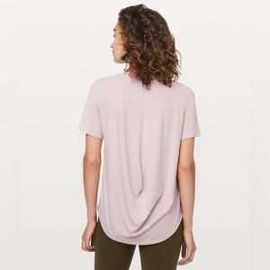 Lululemon Fall In Place Short Sleeve - Heathered Pink Bliss / White